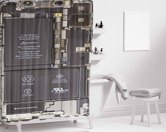 Iphone X Internals Bathroom Shower Curtain Fabric Waterproof | 66 X 72 Inch
