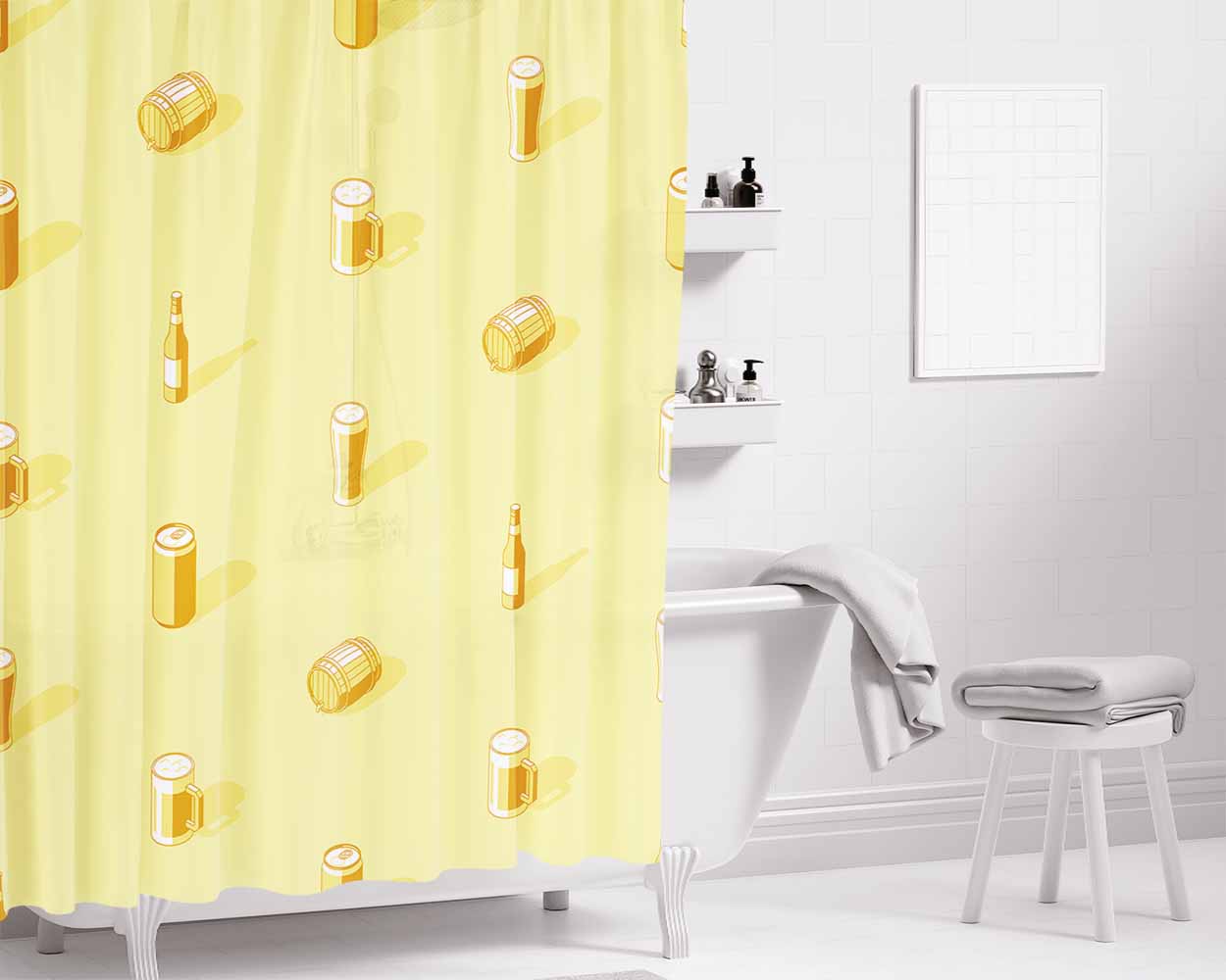 Isometric St Patricks Day Pattern 02 Bathroom Shower Curtain Fabric Waterproof | 66 X 72 Inch