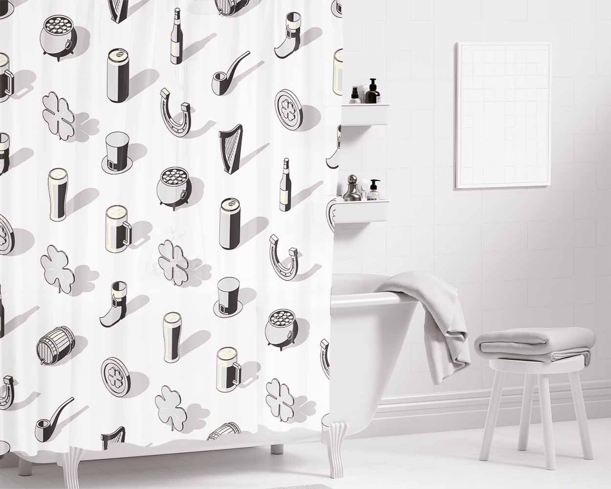 Isometric St Patricks Day Pattern 05 Bathroom Shower Curtain Fabric Waterproof | 66 X 72 Inch