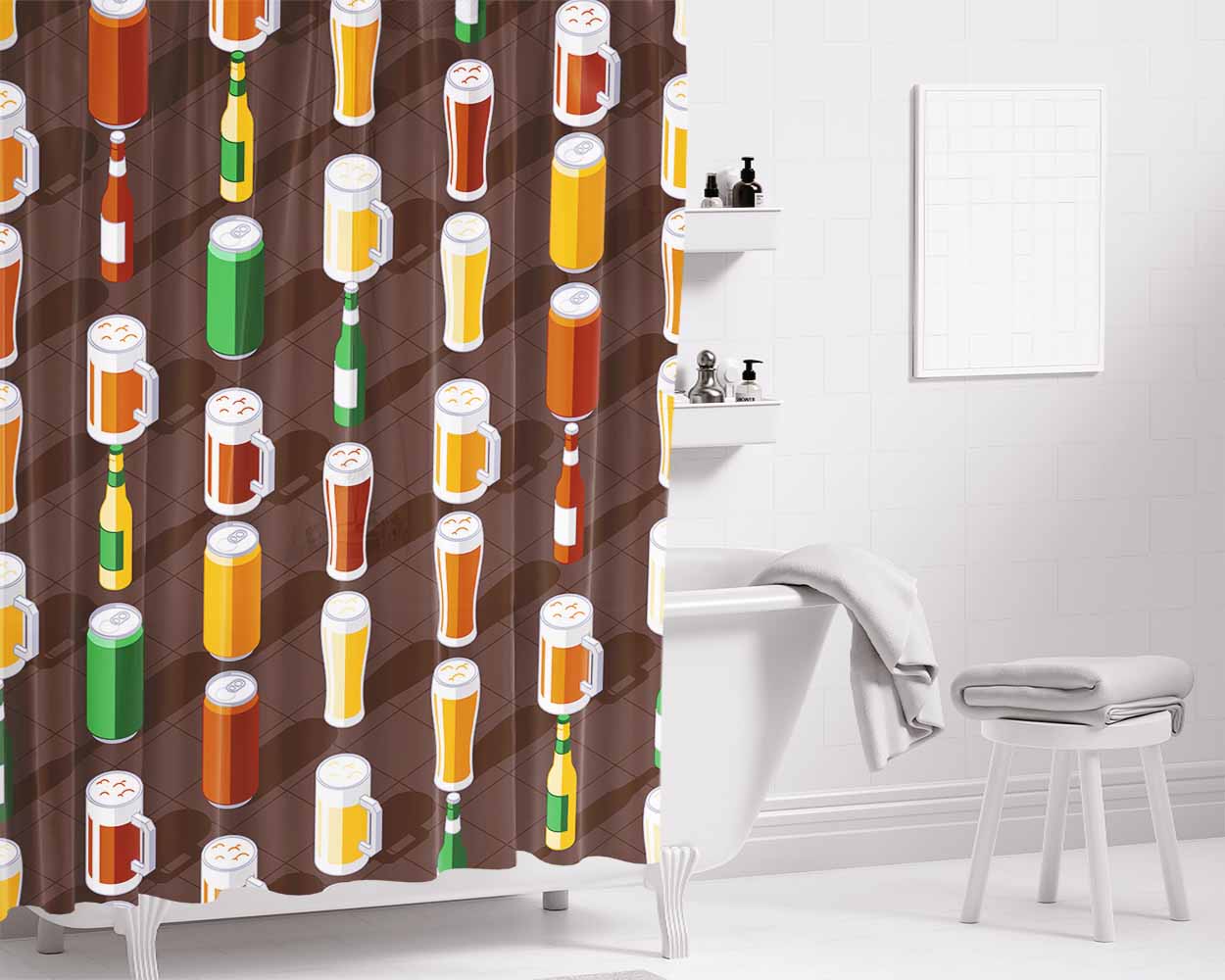 Isometric St Patricks Day Pattern 10 Bathroom Shower Curtain Fabric Waterproof | 66 X 72 Inch