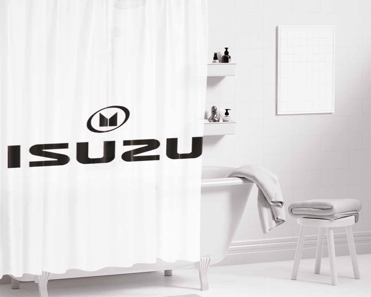 Isuzu Logo Bathroom Shower Curtain Fabric Waterproof | 66 X 72 Inch