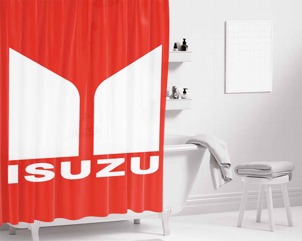 Isuzu Symbol Bathroom Shower Curtain Fabric Waterproof | 66 X 72 Inch