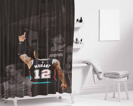 Ja Morant Rookie Grizzlies Bathroom Shower Curtain Fabric Waterproof | 66 X 72 Inch