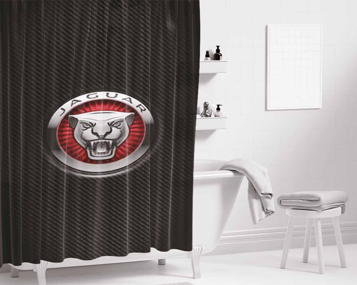 Jaguar Logo Bathroom Shower Curtain Fabric Waterproof | 66 X 72 Inch