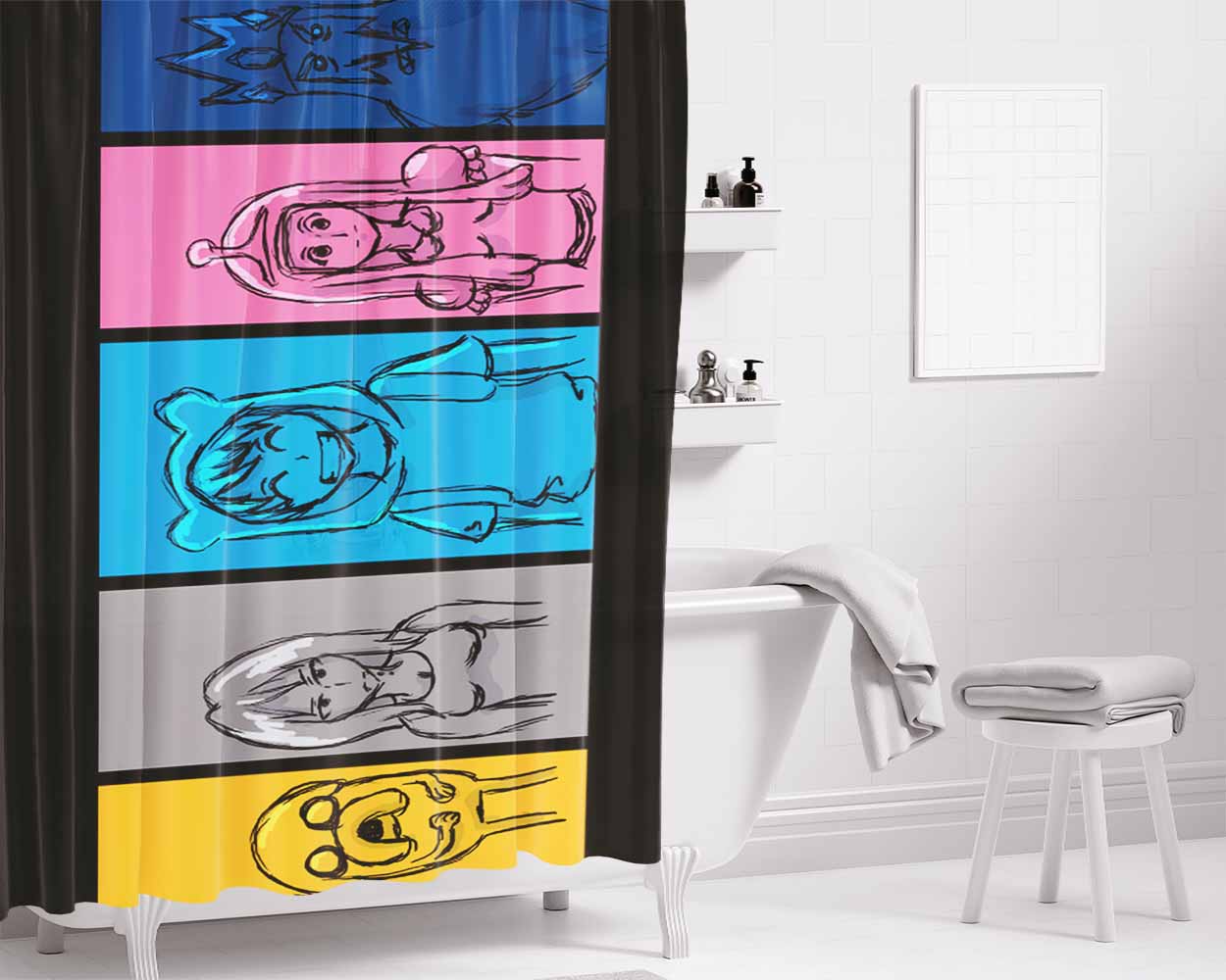 Jake And Fin Bathroom Shower Curtain Fabric Waterproof | 66 X 72 Inch