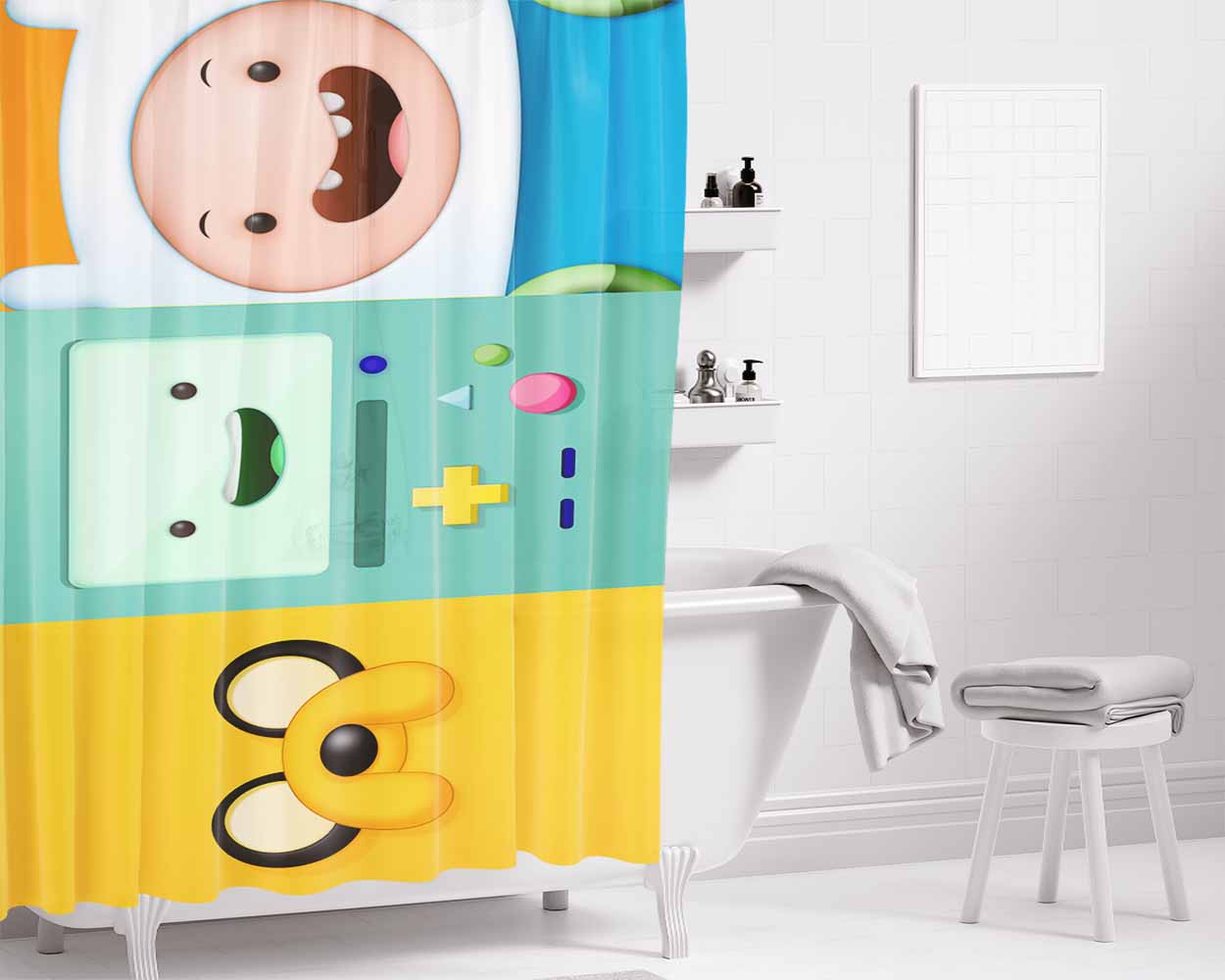 Jake And Finn Bathroom Shower Curtain Fabric Waterproof | 66 X 72 Inch