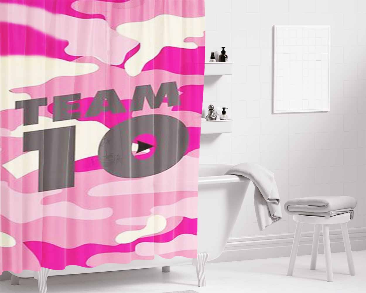 Jake Paul Team 10 Camo Bathroom Shower Curtain Fabric Waterproof | 66 X 72 Inch