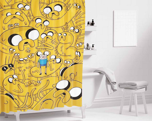 Jake The Dog Collage Bathroom Shower Curtain Fabric Waterproof | 66 X 72 Inch