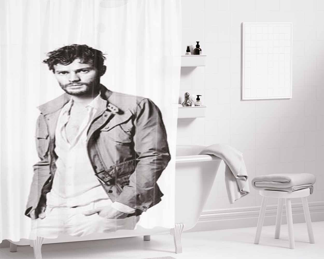 Jamie Dornan Grey Bathroom Shower Curtain Fabric Waterproof | 66 X 72 Inch