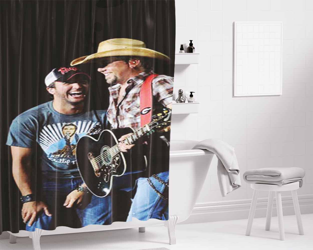 Jason Aldean Laughing Bathroom Shower Curtain Fabric Waterproof | 66 X 72 Inch