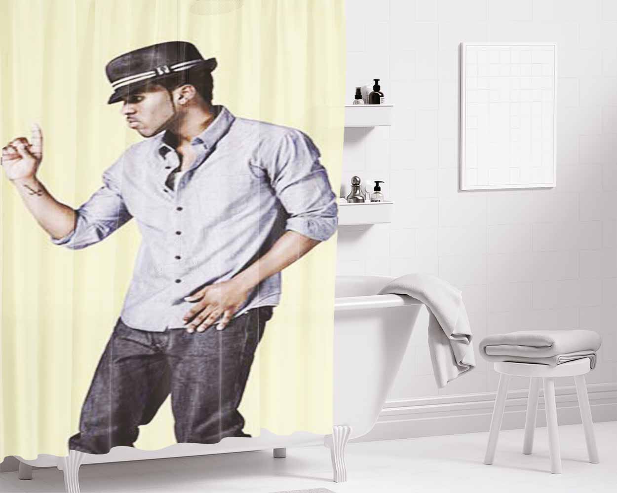 Jason Derulo With Hat Bathroom Shower Curtain Fabric Waterproof | 66 X 72 Inch