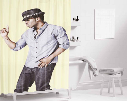 Jason Derulo With Hat Bathroom Shower Curtain Fabric Waterproof | 66 X 72 Inch