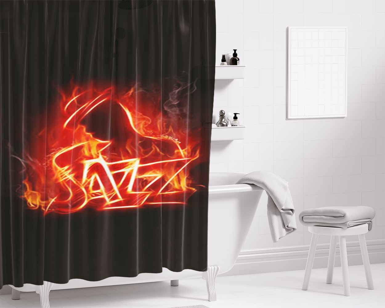 Jazz Bathroom Shower Curtain Fabric Waterproof | 66 X 72 Inch