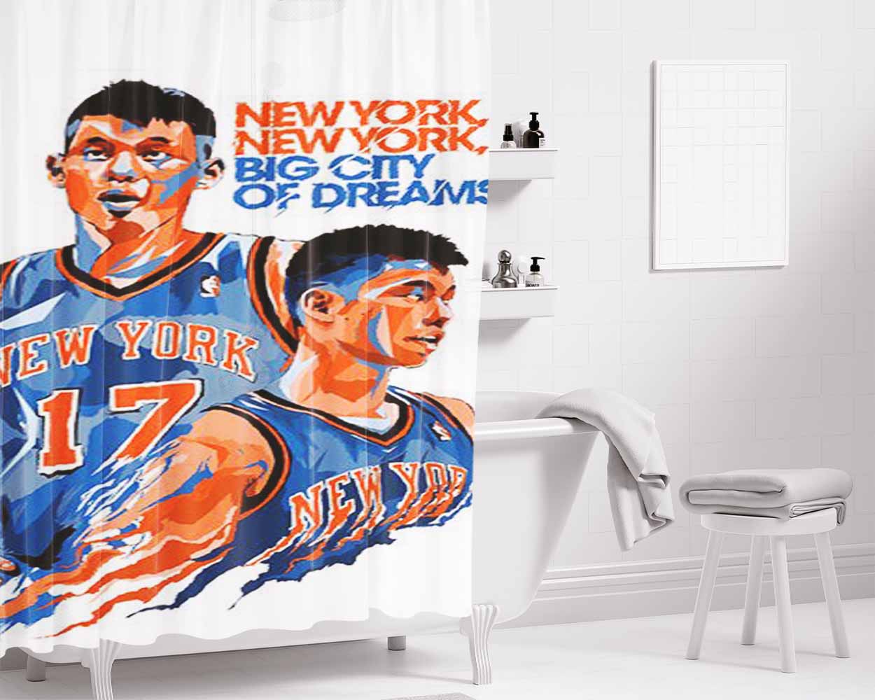 Jeremy Lin New York New York Big City Of Dreams Bathroom Shower Curtain Fabric Waterproof | 66 X 72 Inch