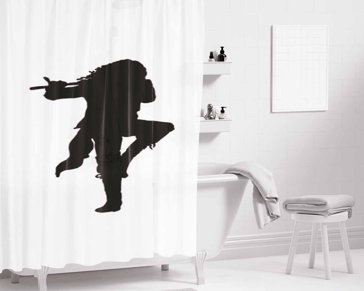 Jethro Tull Silhouette Bathroom Shower Curtain Fabric Waterproof | 66 X 72 Inch