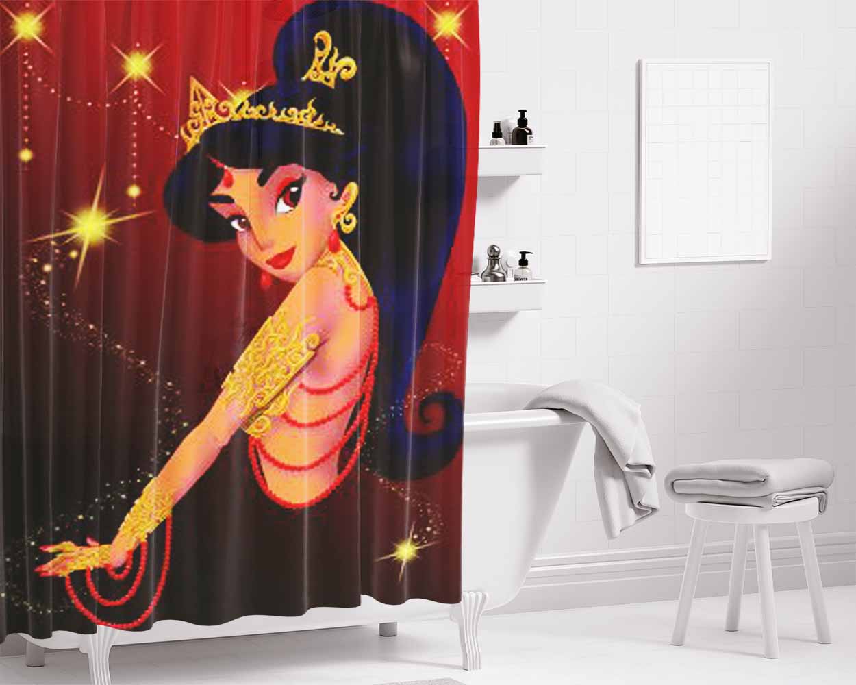 Jewel Jasmine Bathroom Shower Curtain Fabric Waterproof | 66 X 72 Inch