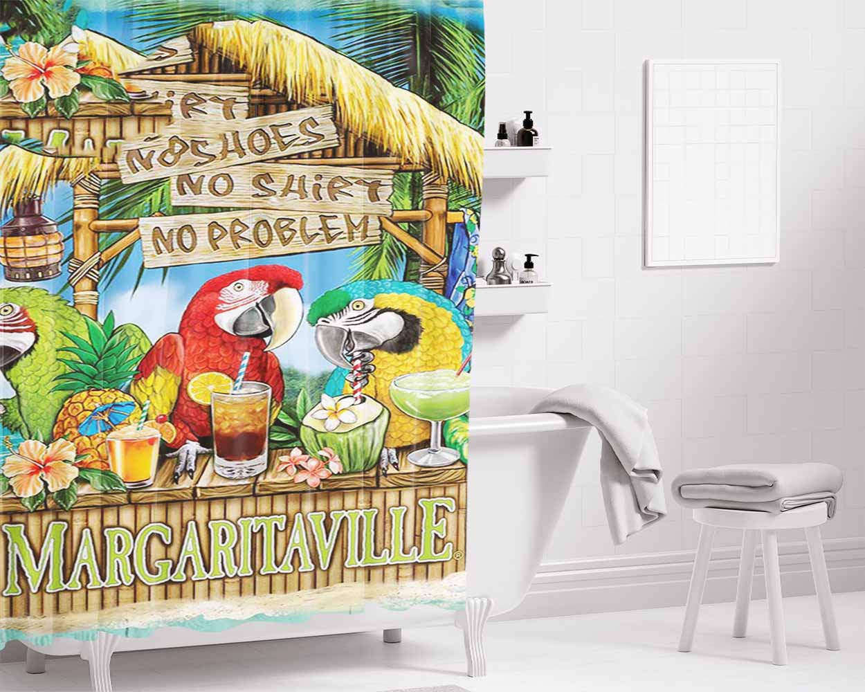 Jimmy Buffets Margaritaville 1 Bathroom Shower Curtain Fabric Waterproof | 66 X 72 Inch