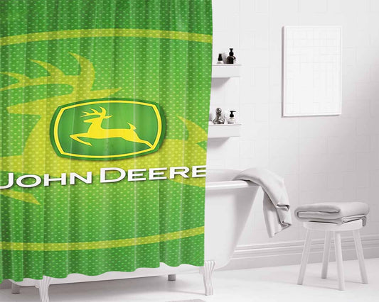 John Deere Green Symbol Bathroom Shower Curtain Fabric Waterproof | 66 X 72 Inch