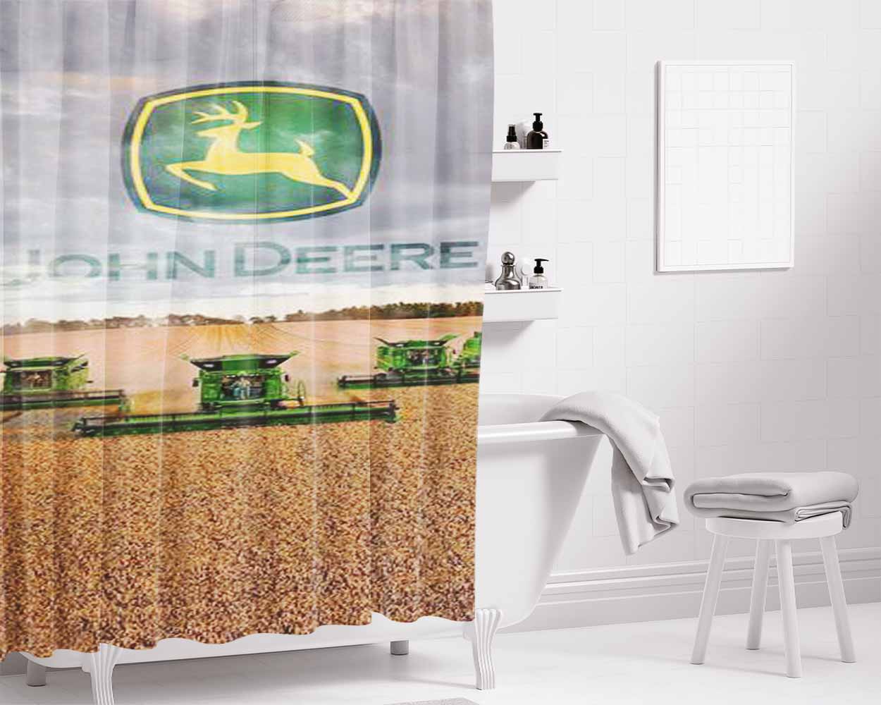 John Deere Logo 36 Bathroom Shower Curtain Fabric Waterproof | 66 X 72 Inch
