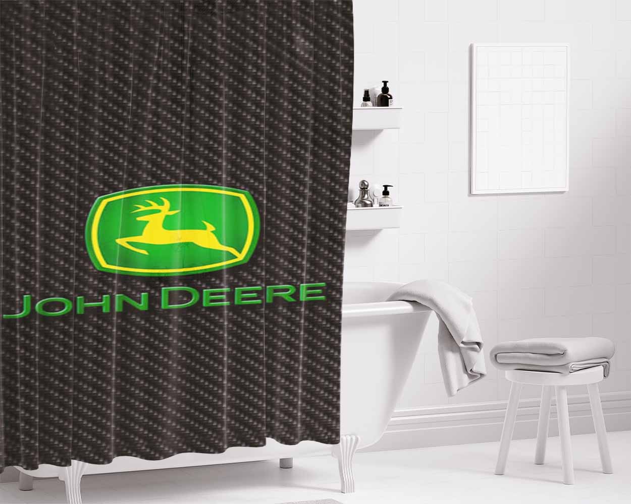 John Deere Logo Bathroom Shower Curtain Fabric Waterproof | 66 X 72 Inch
