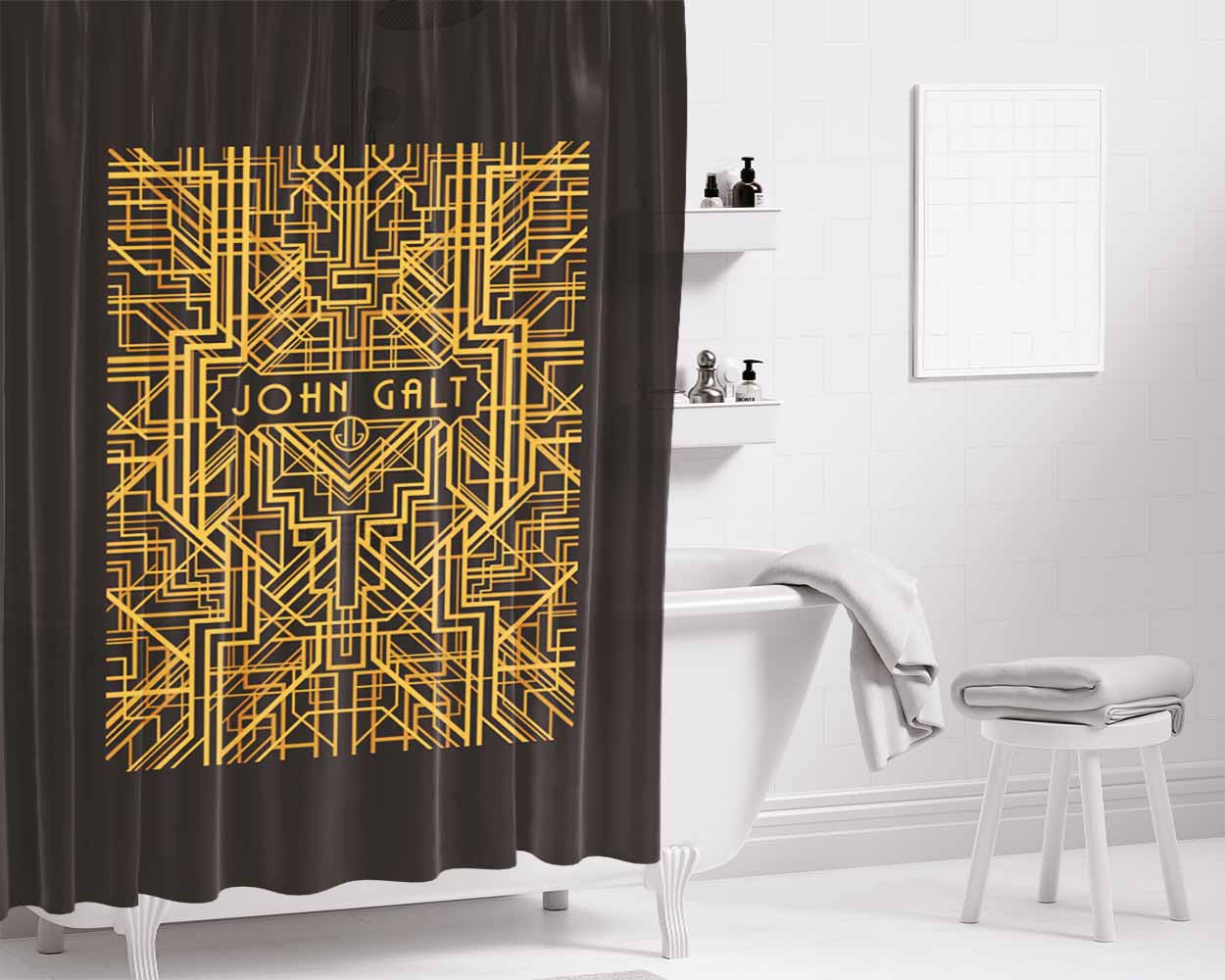 John Galt Bathroom Shower Curtain Fabric Waterproof | 66 X 72 Inch