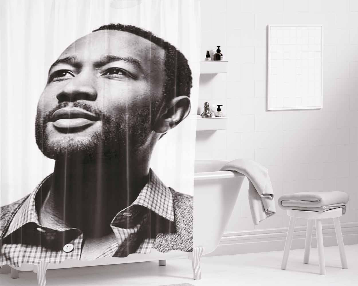 John Legend Bathroom Shower Curtain Fabric Waterproof | 66 X 72 Inch