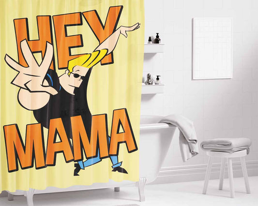 Johnny Bravo Hey Mama Bathroom Shower Curtain Fabric Waterproof | 66 X 72 Inch