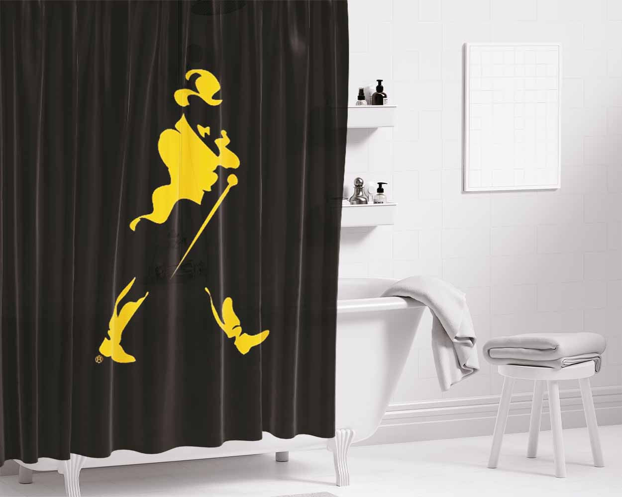 Johnny Walker Logo Bathroom Shower Curtain Fabric Waterproof | 66 X 72 Inch
