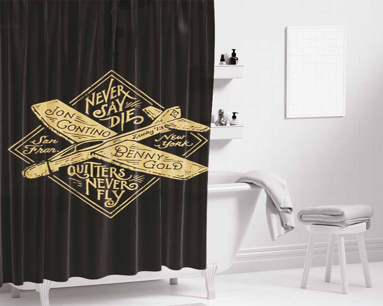 Jon Contino Bathroom Shower Curtain Fabric Waterproof | 66 X 72 Inch