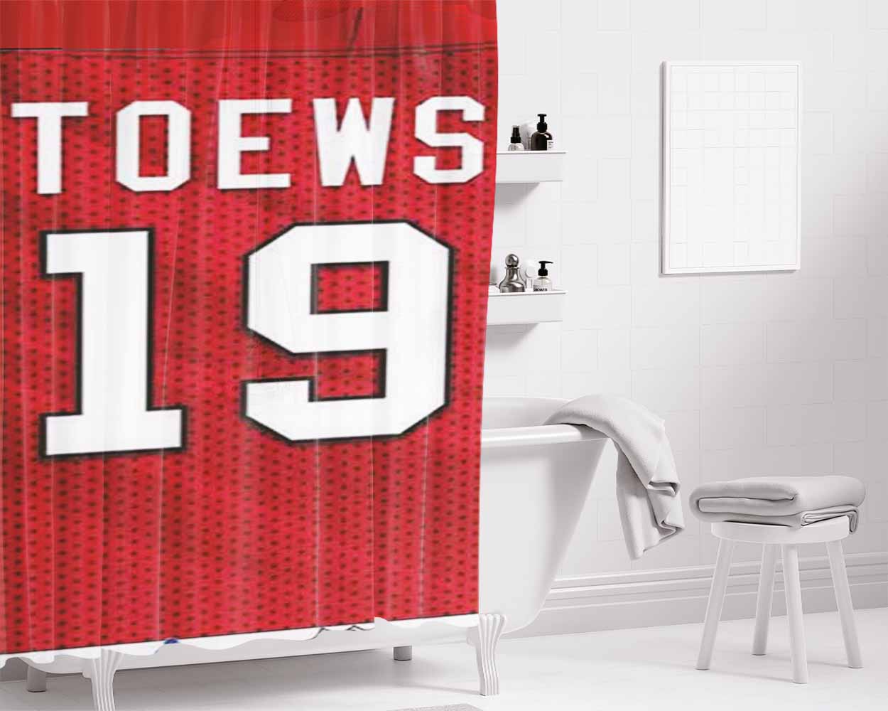 Jonathan Toews Jersey Pattern Bathroom Shower Curtain Fabric Waterproof | 66 X 72 Inch