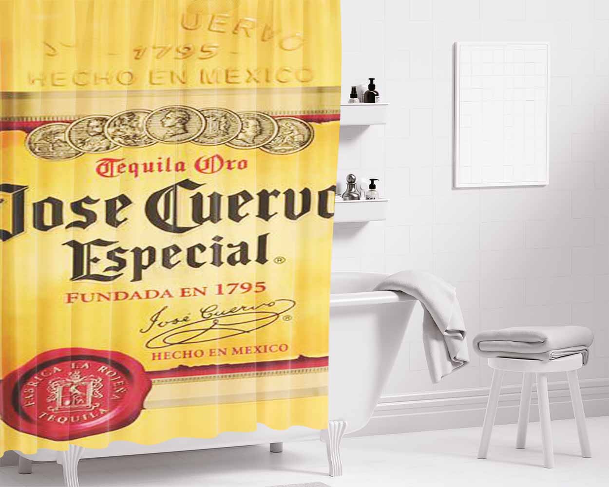 Jose Cuervo Bathroom Shower Curtain Fabric Waterproof | 66 X 72 Inch
