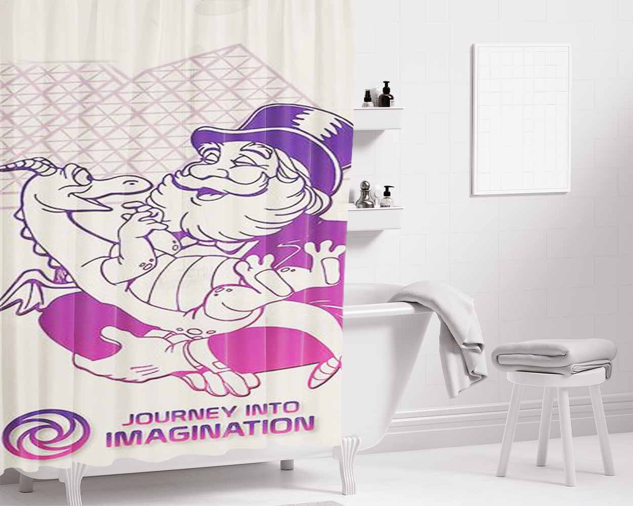 Journey Into Imagination With Dreamfinder And Figment Bathroom Shower Curtain Fabric Waterproof | 66 X 72 Inch