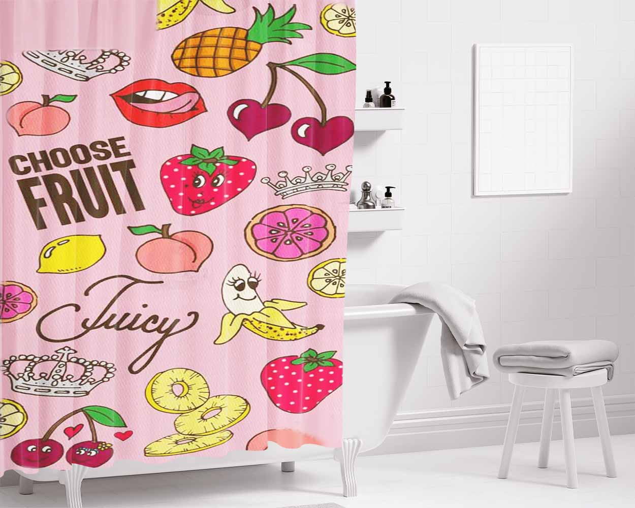 Juicy Fruit Bathroom Shower Curtain Fabric Waterproof | 66 X 72 Inch