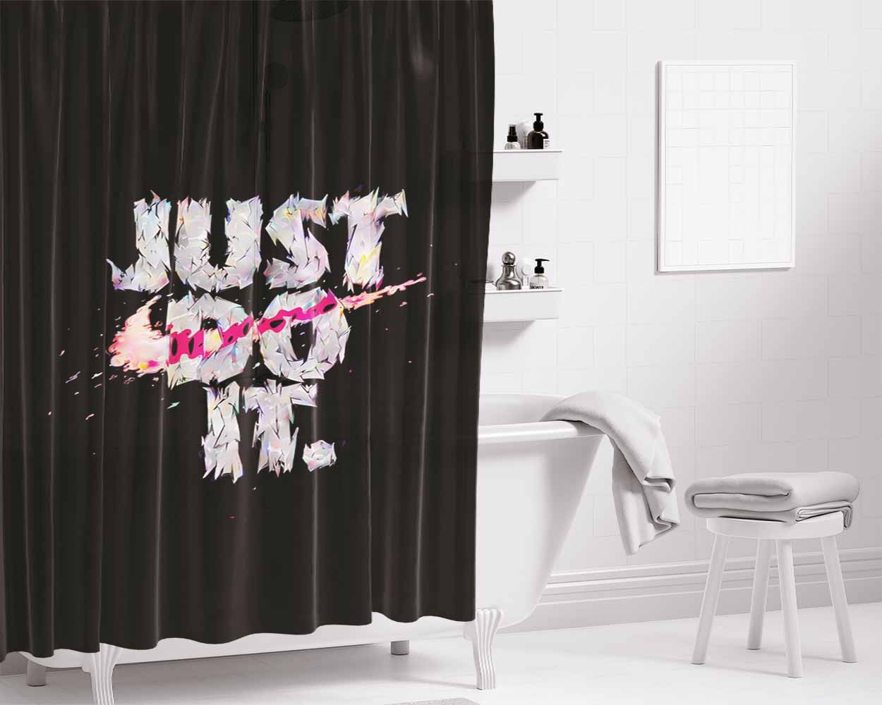 Just Do It Nike Pastel Bathroom Shower Curtain Fabric Waterproof | 66 X 72 Inch