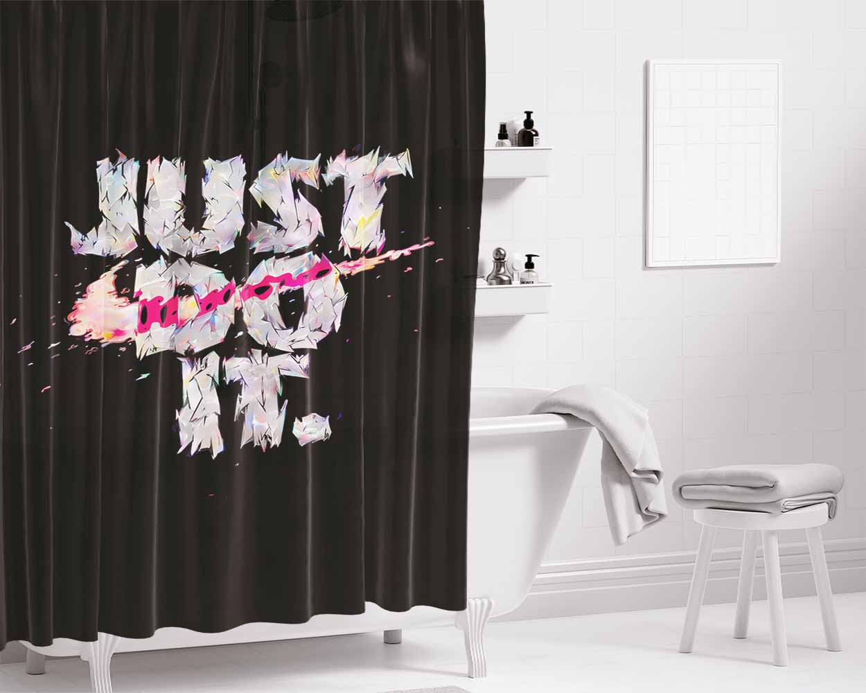Just Do It Bathroom Shower Curtain Fabric Waterproof | 66 X 72 Inch