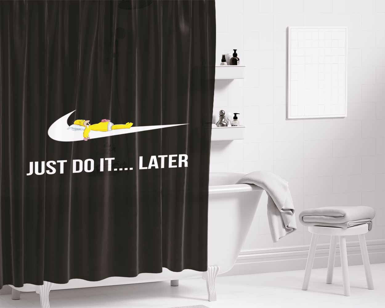 Just Doit Letter Bathroom Shower Curtain Fabric Waterproof | 66 X 72 Inch