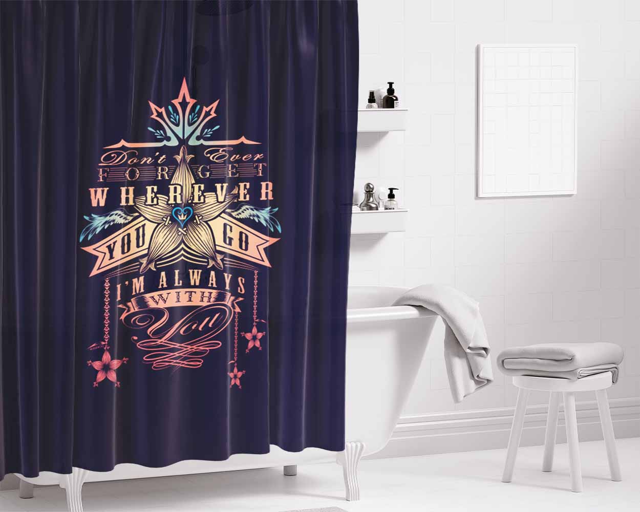 Kairi'S Oath Bathroom Shower Curtain Fabric Waterproof | 66 X 72 Inch