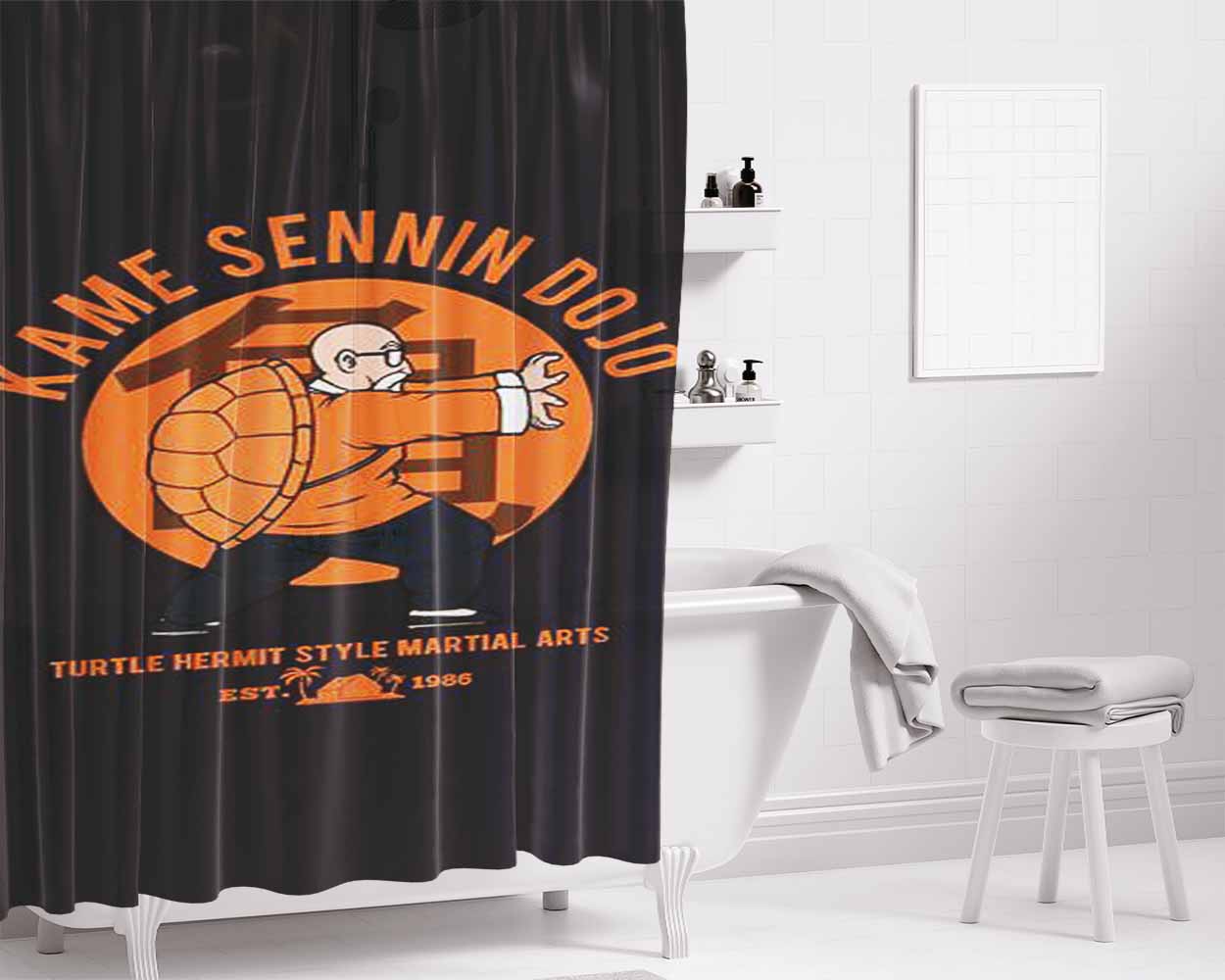 Kame Dojo Bathroom Shower Curtain Fabric Waterproof | 66 X 72 Inch