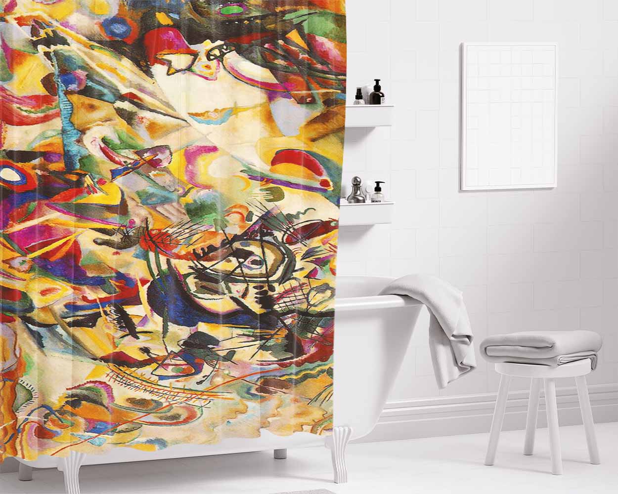 Kandinsky - Composition Vii Bathroom Shower Curtain Fabric Waterproof | 66 X 72 Inch
