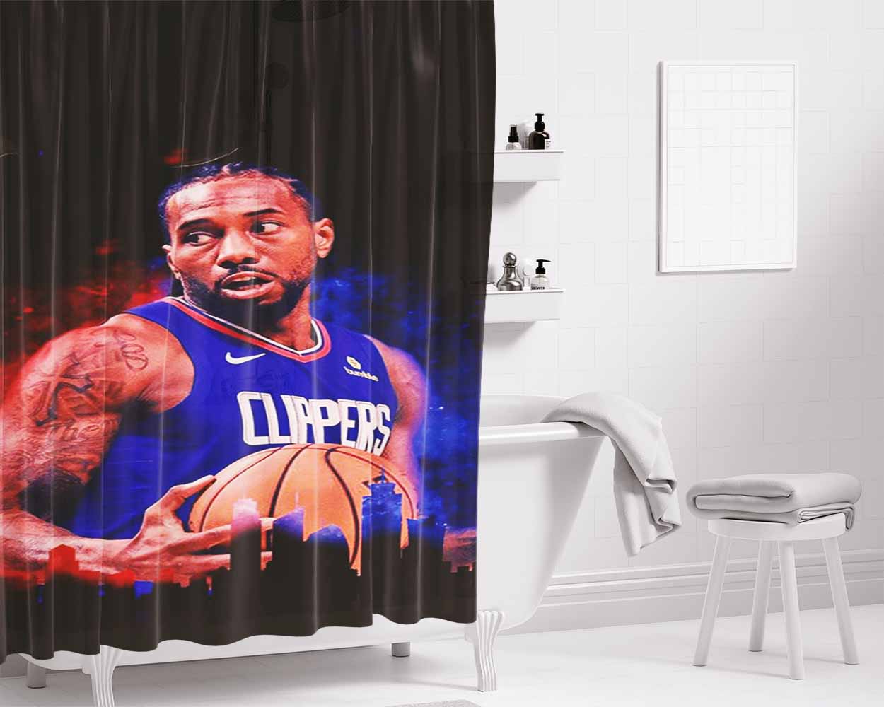 Kawhi Leonard Clippers Bathroom Shower Curtain Fabric Waterproof | 66 X 72 Inch