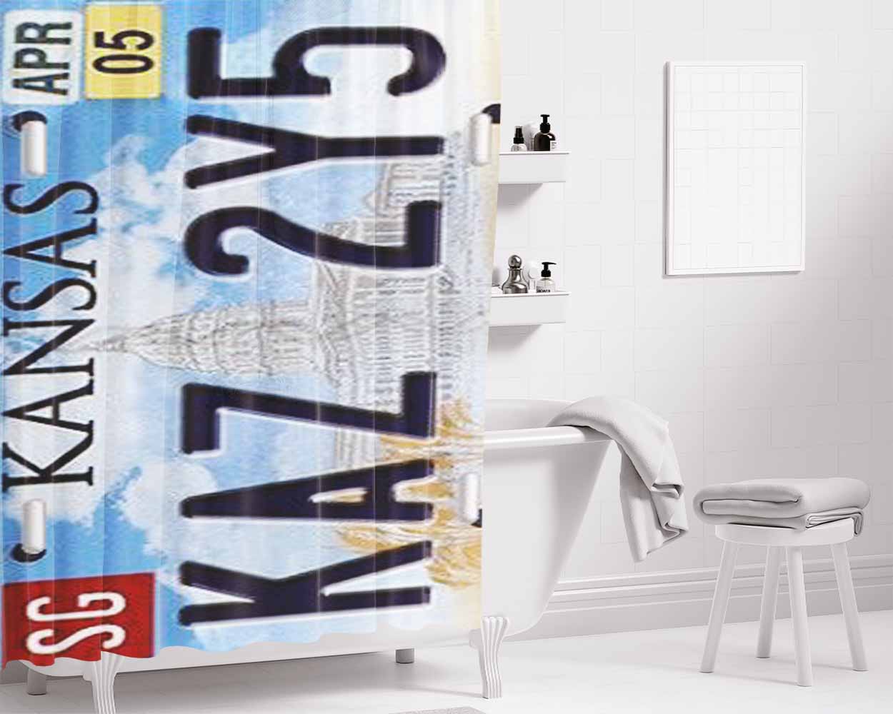 Kaz 2Y5 License Plate Bathroom Shower Curtain Fabric Waterproof | 66 X 72 Inch