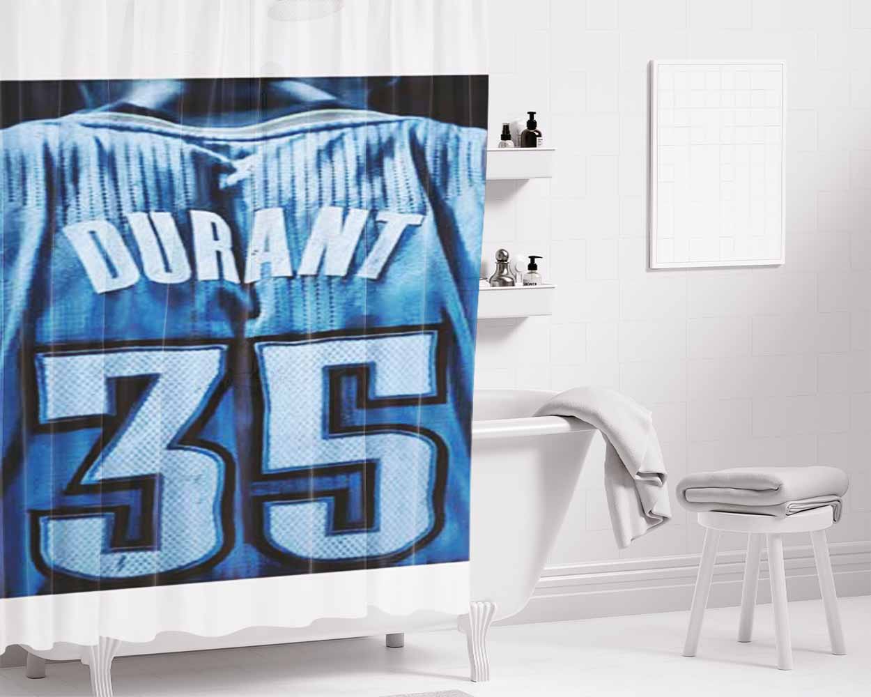Kd Jersey Blue Full Bathroom Shower Curtain Fabric Waterproof | 66 X 72 Inch