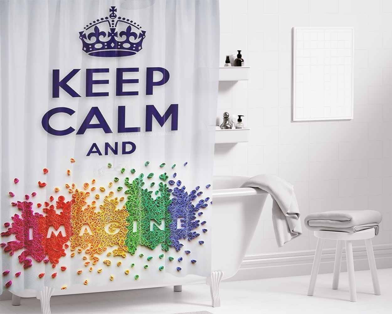 Keep Calem And Imagine Bathroom Shower Curtain Fabric Waterproof | 66 X 72 Inch