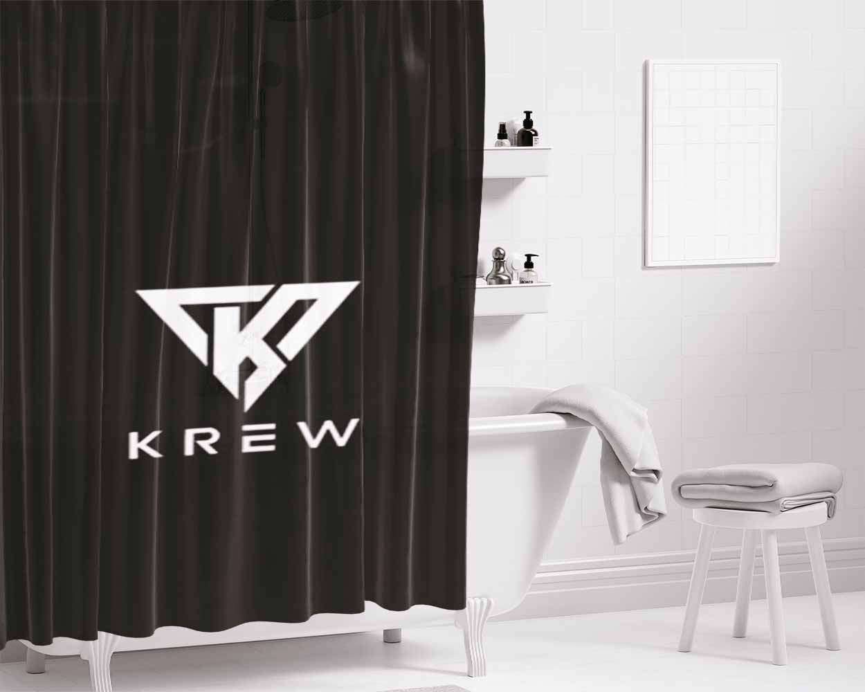Krew Logo Bathroom Shower Curtain Fabric Waterproof | 66 X 72 Inch
