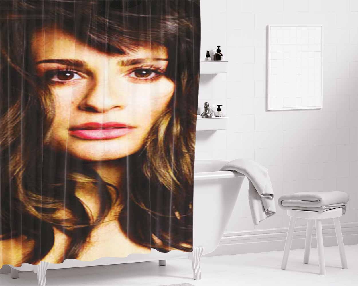 Lea Michele Face Bathroom Shower Curtain Fabric Waterproof | 66 X 72 Inch