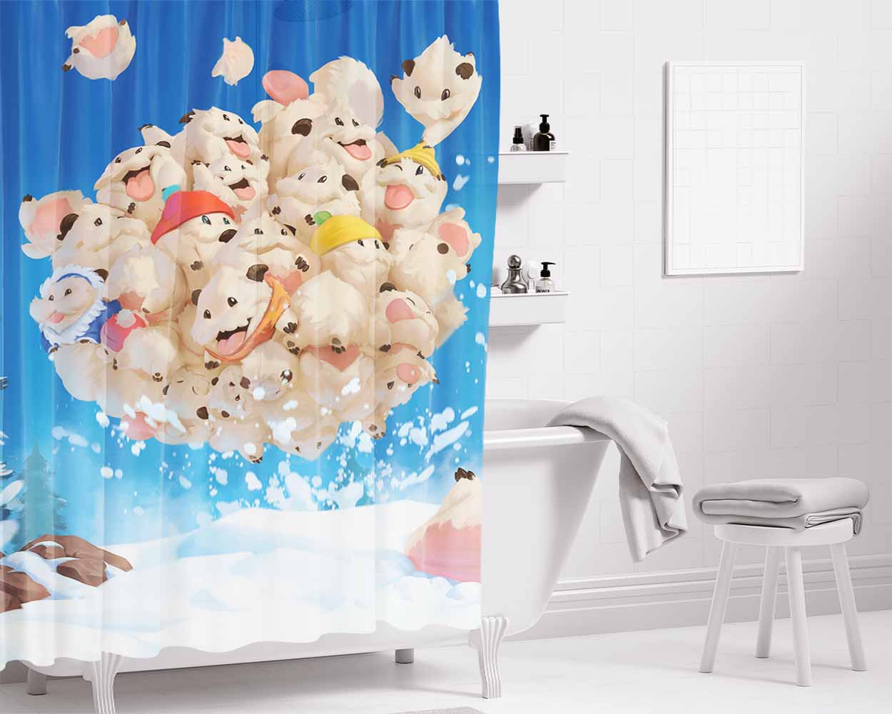 Legends Of Runeterra Fluft Of Poros Bathroom Shower Curtain Fabric Waterproof | 66 X 72 Inch