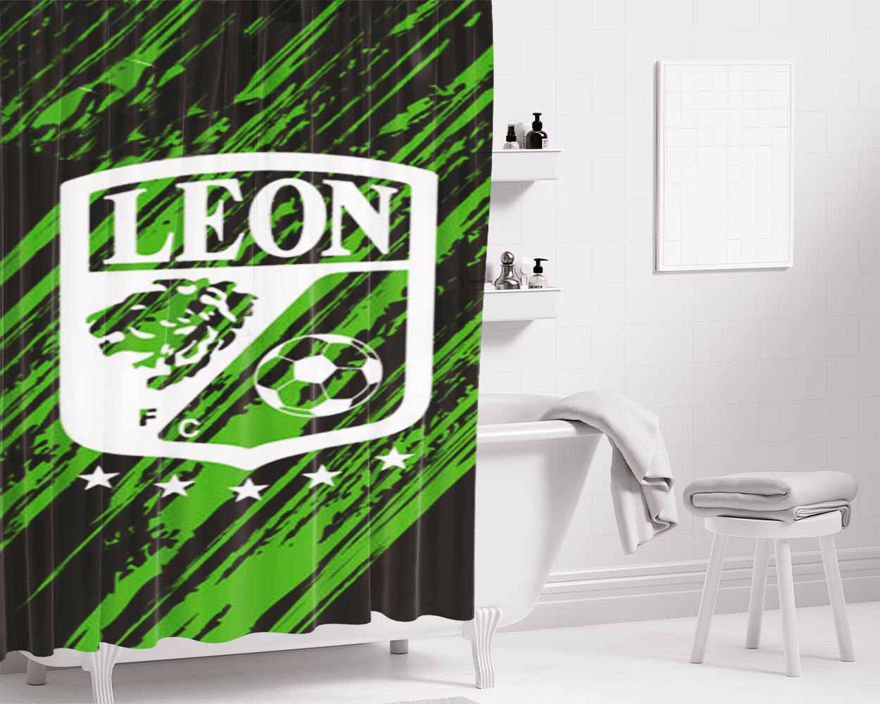 Leon Football Club Bathroom Shower Curtain Fabric Waterproof | 66 X 72 Inch
