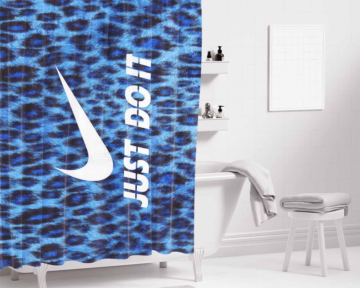Leopard Just Do It Bathroom Shower Curtain Fabric Waterproof | 66 X 72 Inch