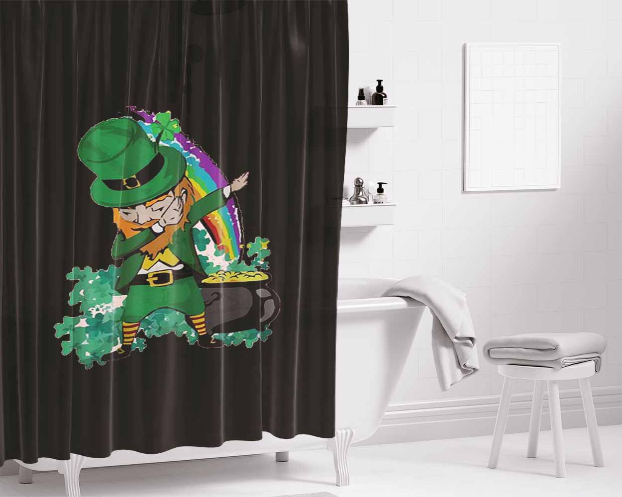 Leprechaun St Patricks Day Bathroom Shower Curtain Fabric Waterproof | 66 X 72 Inch