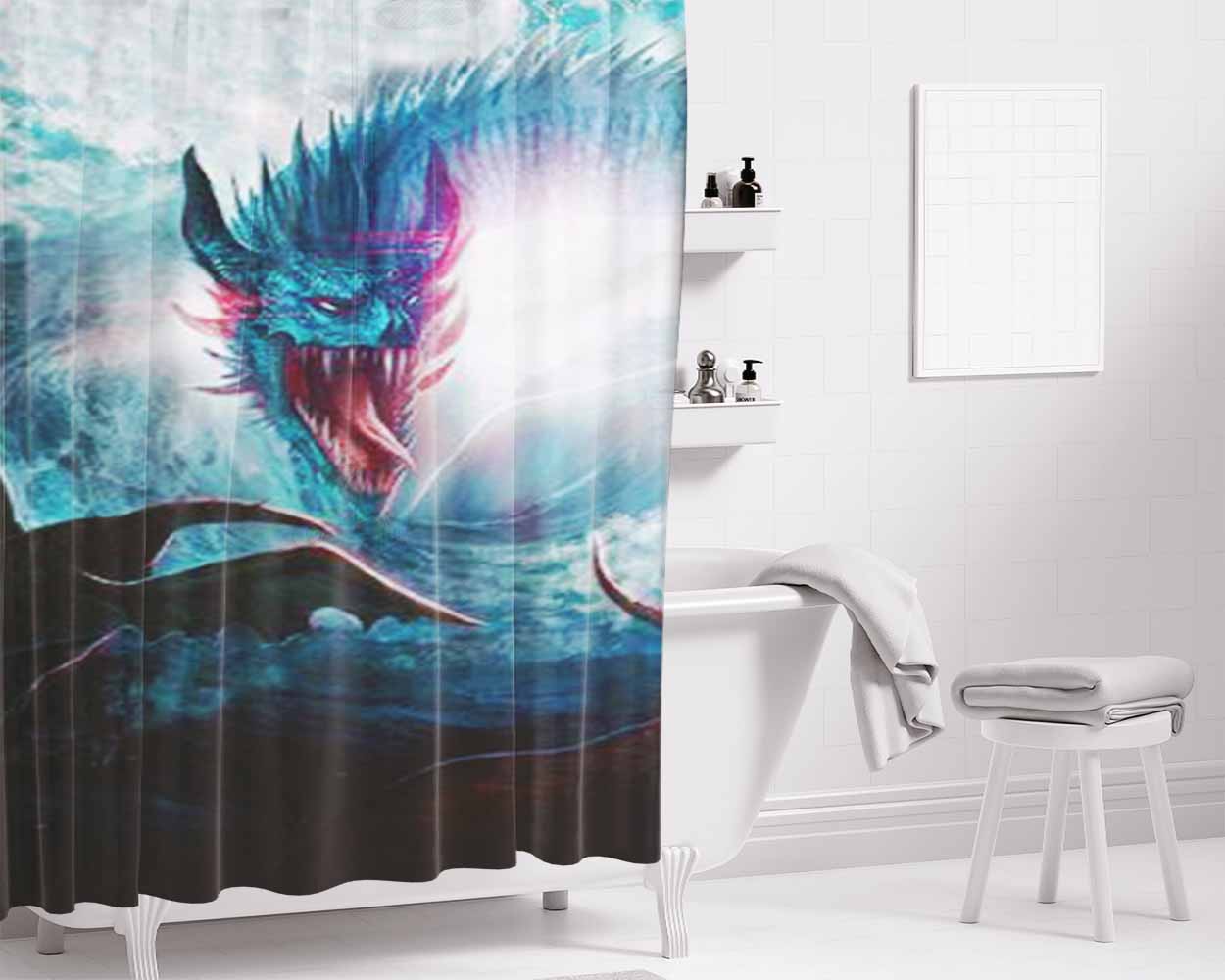 Leviathan Bathroom Shower Curtain Fabric Waterproof | 66 X 72 Inch